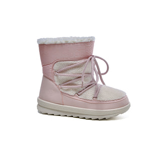 Xinming Shoes Girls Lace-Up Plush Snow Boots