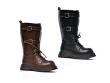 Xinming Shoes Lace-up PU Leather Girls Boots