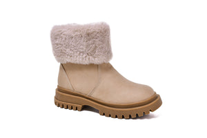 Xinming Shoes PU Leather Cementing Boots Fur Collar Design